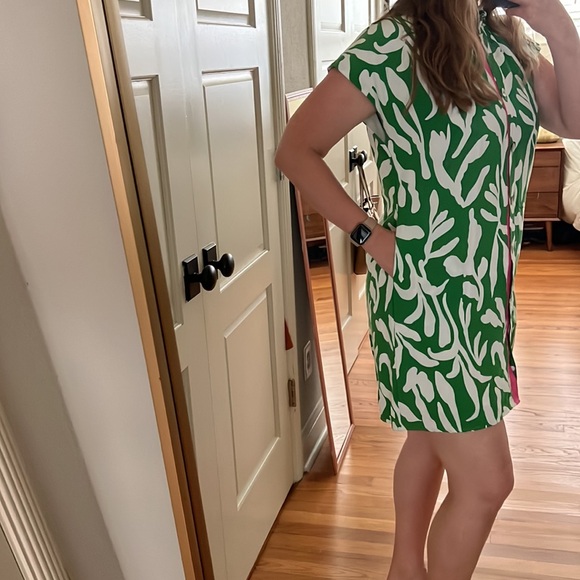 THML Avara Women's Trish Dress size medium Kelly green and pink - Picture 3 of 16